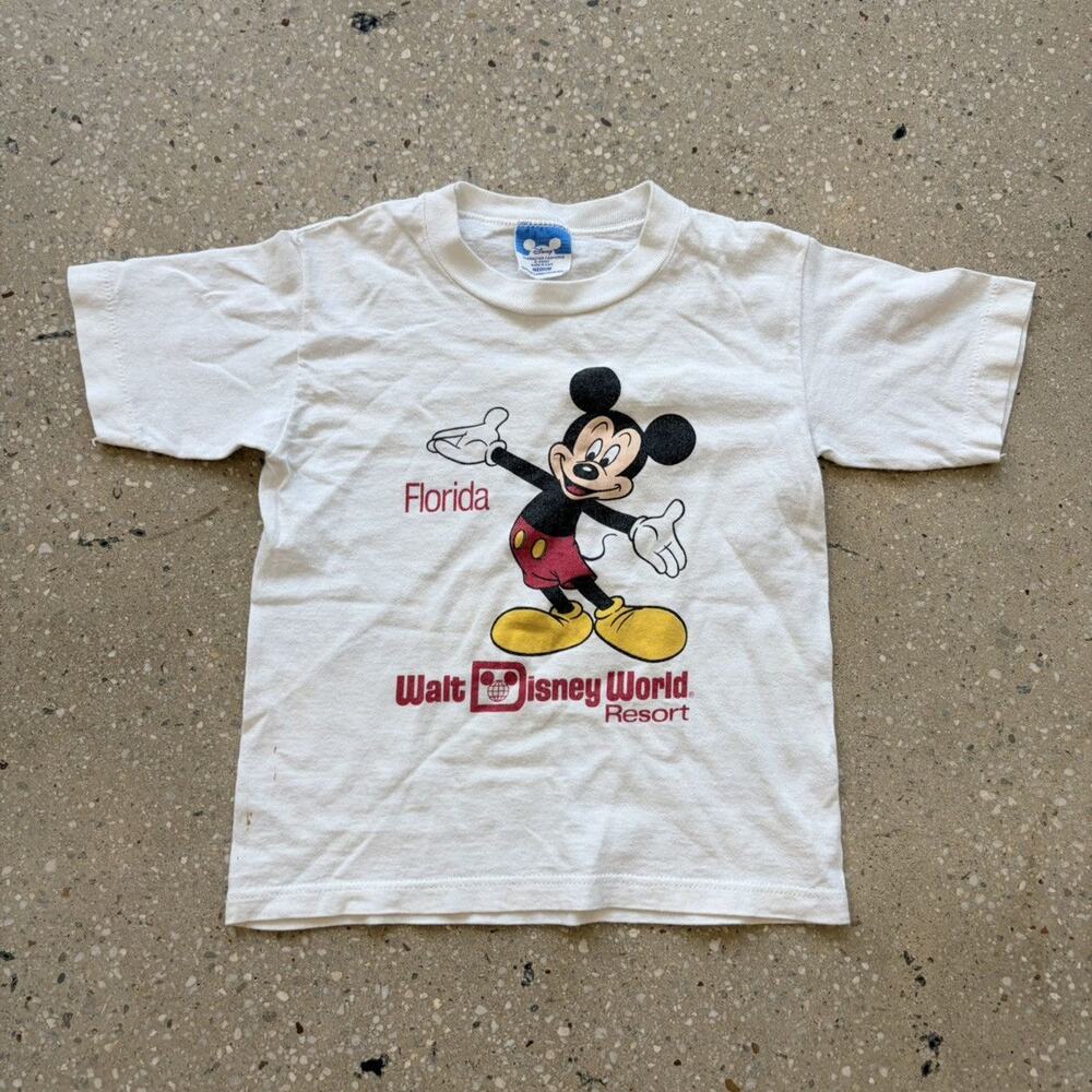 Vintage 80s Walt Disney World White Mickey Baby Tee